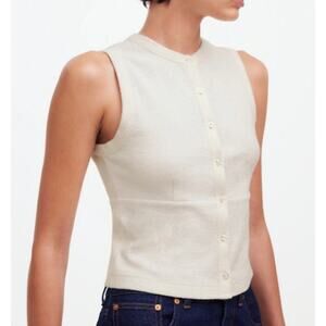 NWT Madewell Split Crewneck Cardigan Tank in Lighthouse Basic Staple Knit Small